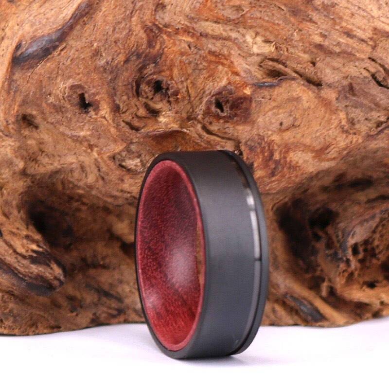 Purple wooden ring Handmade wood ring Custom wooden rings - Inspire Uplift